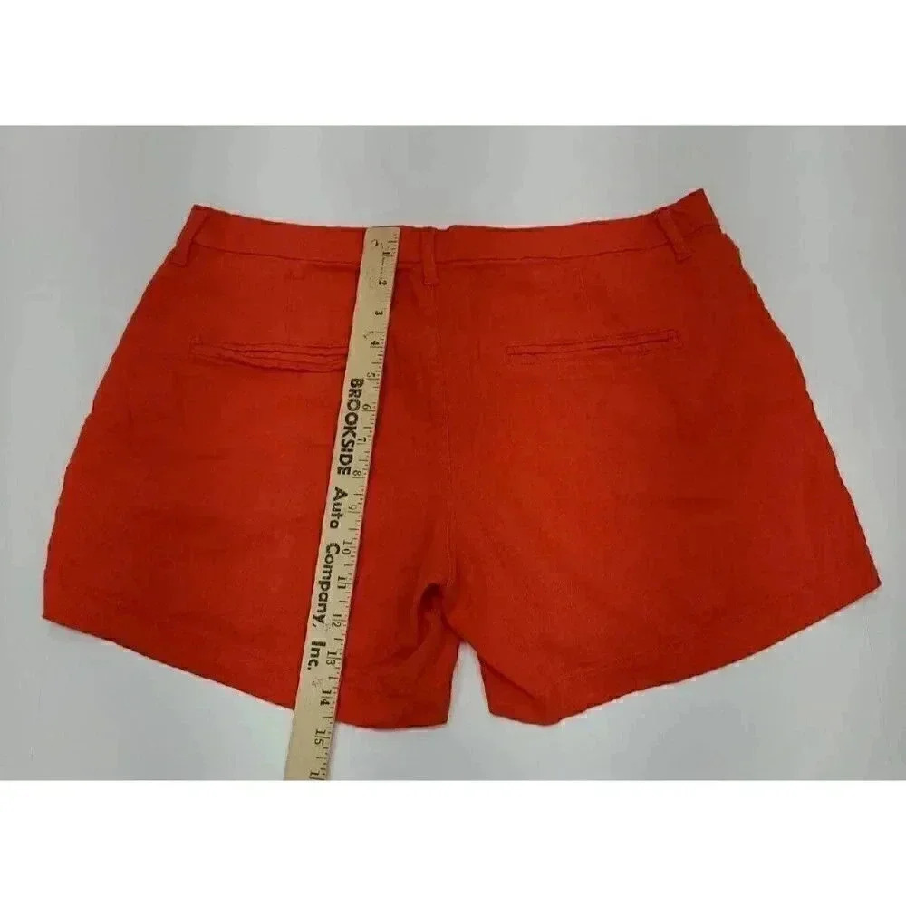 Old Navy Orange Linen Shorts Women's Size 8 Flat Front Pockets - Picture 7 of 7